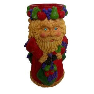 Vintage QVC Santa Claus Triple Sided Pillar Christmas Candle Holder